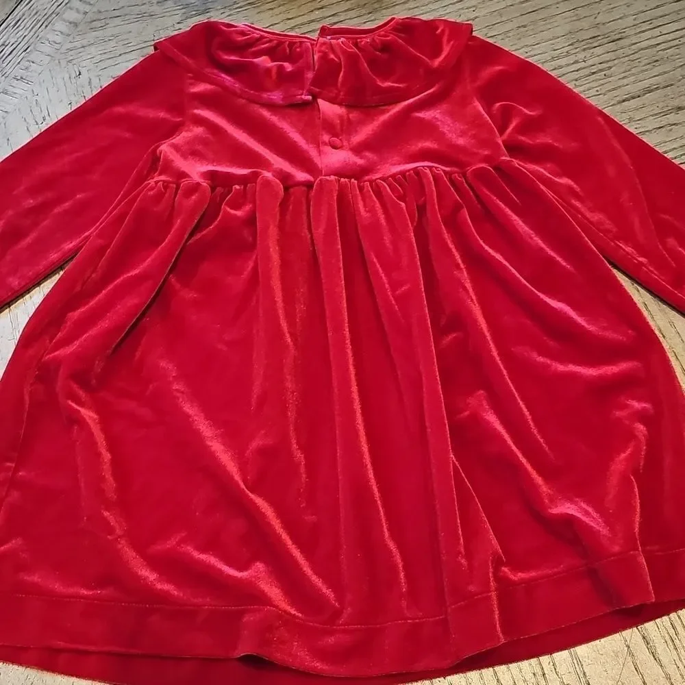 4T red long sleeve velvet dress Mud Pie